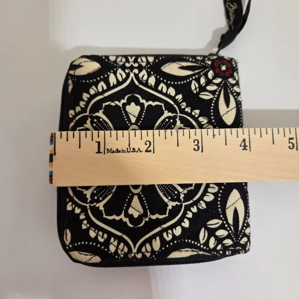 Vera Bradley Barcelona Mini Zip Wallet Black White Floral Retirednap Coin